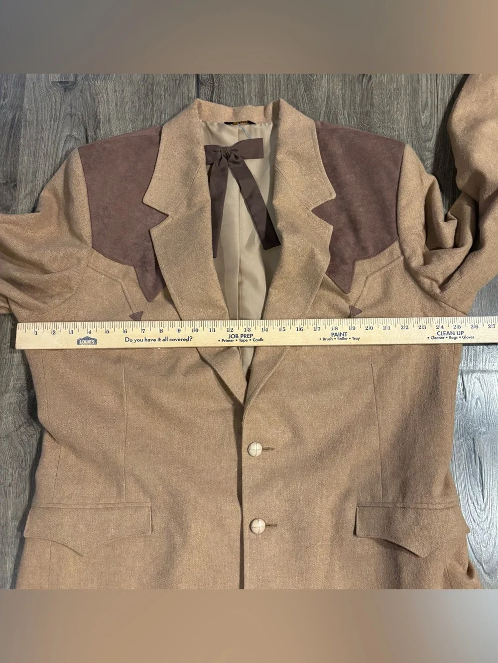 VTG Pioneer Wear Western Blazer Tan 2 Tone Arrow Darts Men's 48 Made in USA